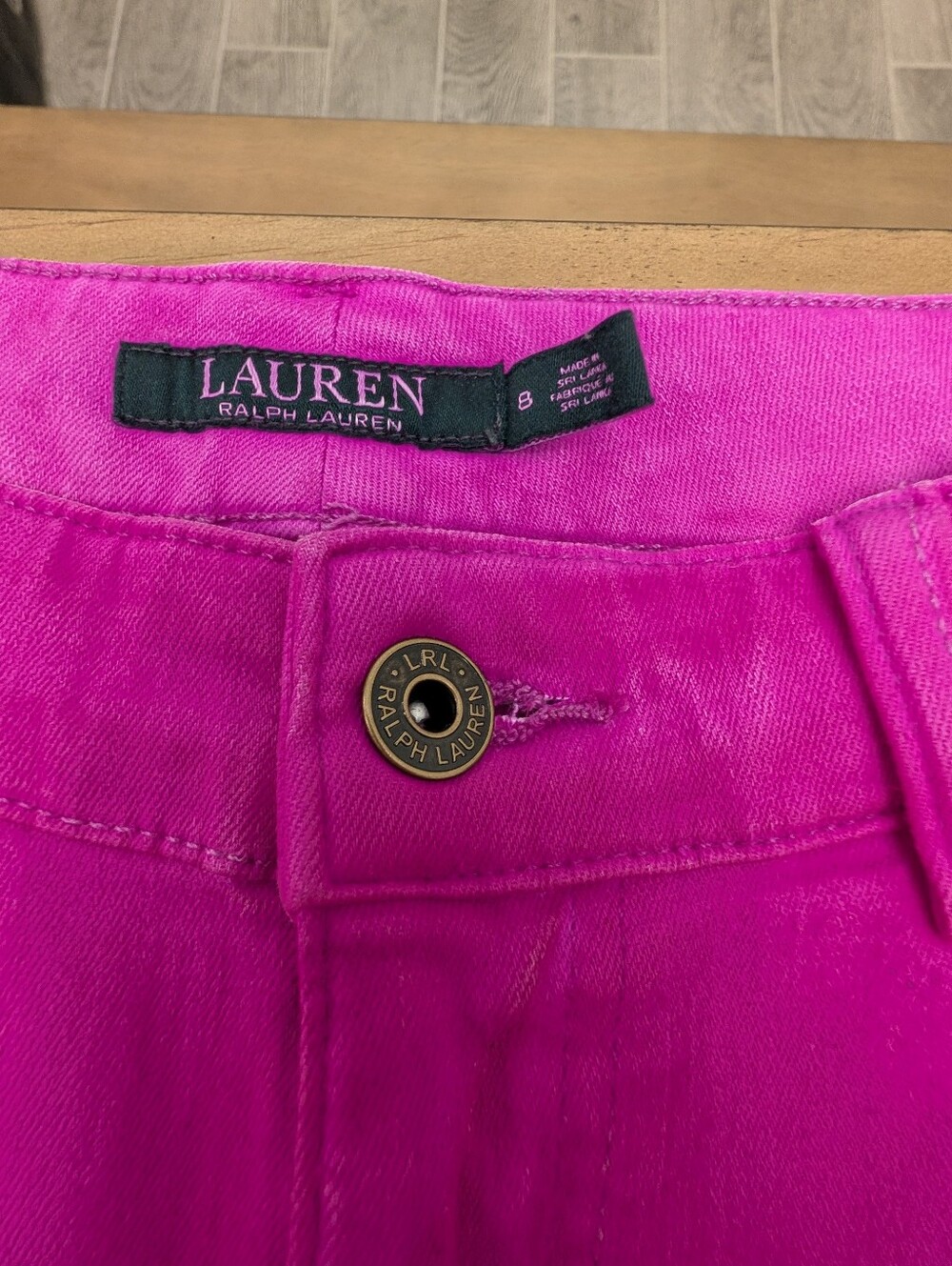 New Lauren Ralph Lauren Premier Skinny cropped Jeans Fuschia Lightly Coated 8